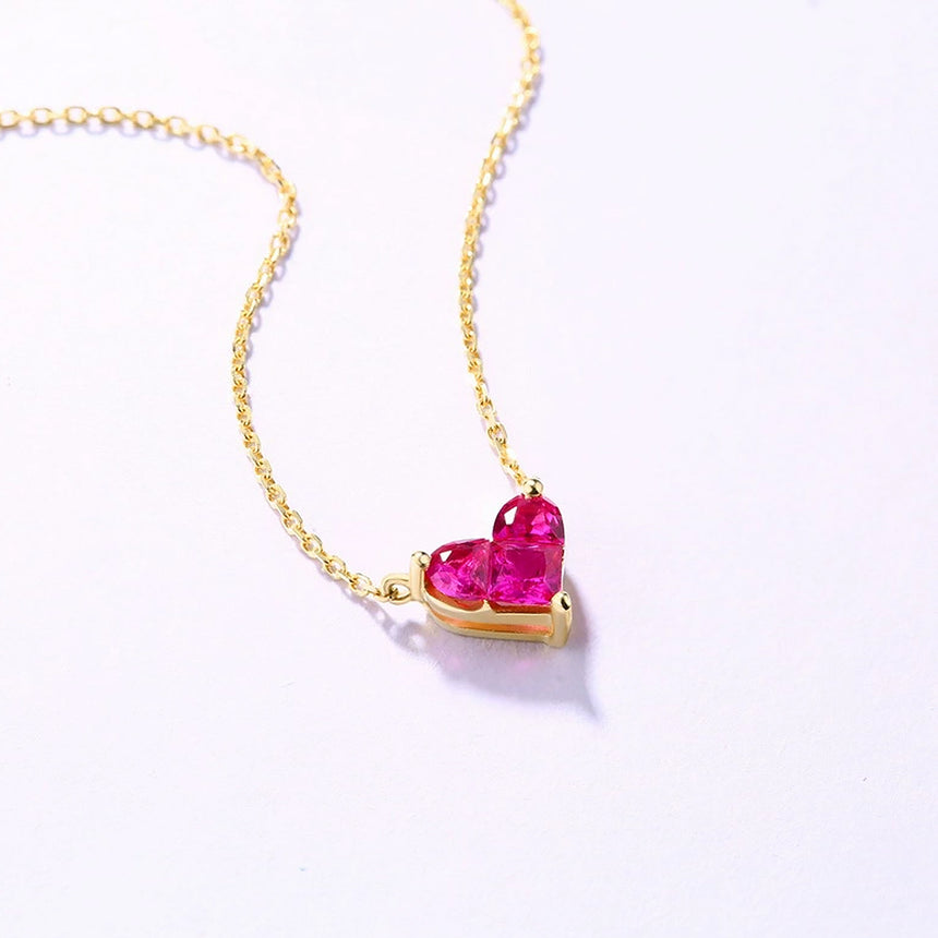 Heartfelt Whisper Ruby Heart Pendant in 14K Gold