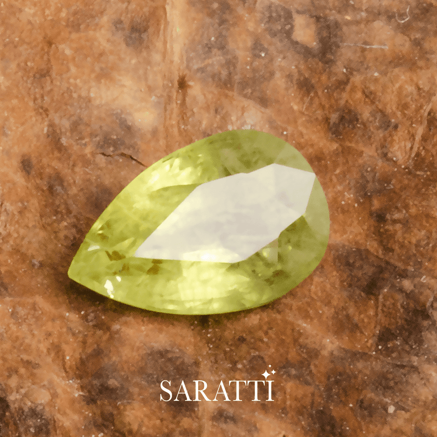 Pear Cut Light Green Sapphire Gemstone - SARATTI