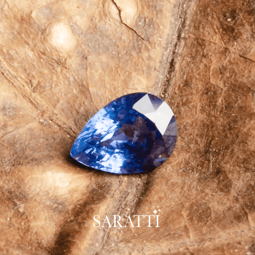 0.87 carats - Pear Cut Blue Sapphire Gemstone | Saratti Jewelry