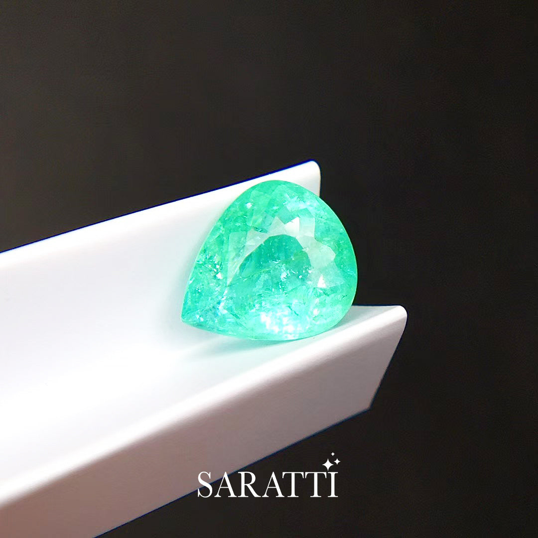 Pear Cut Neon Greenish Blue Tourmaline | SARATTI