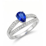 Classic Blue Natural Sapphire Diamond Split Shank Ring