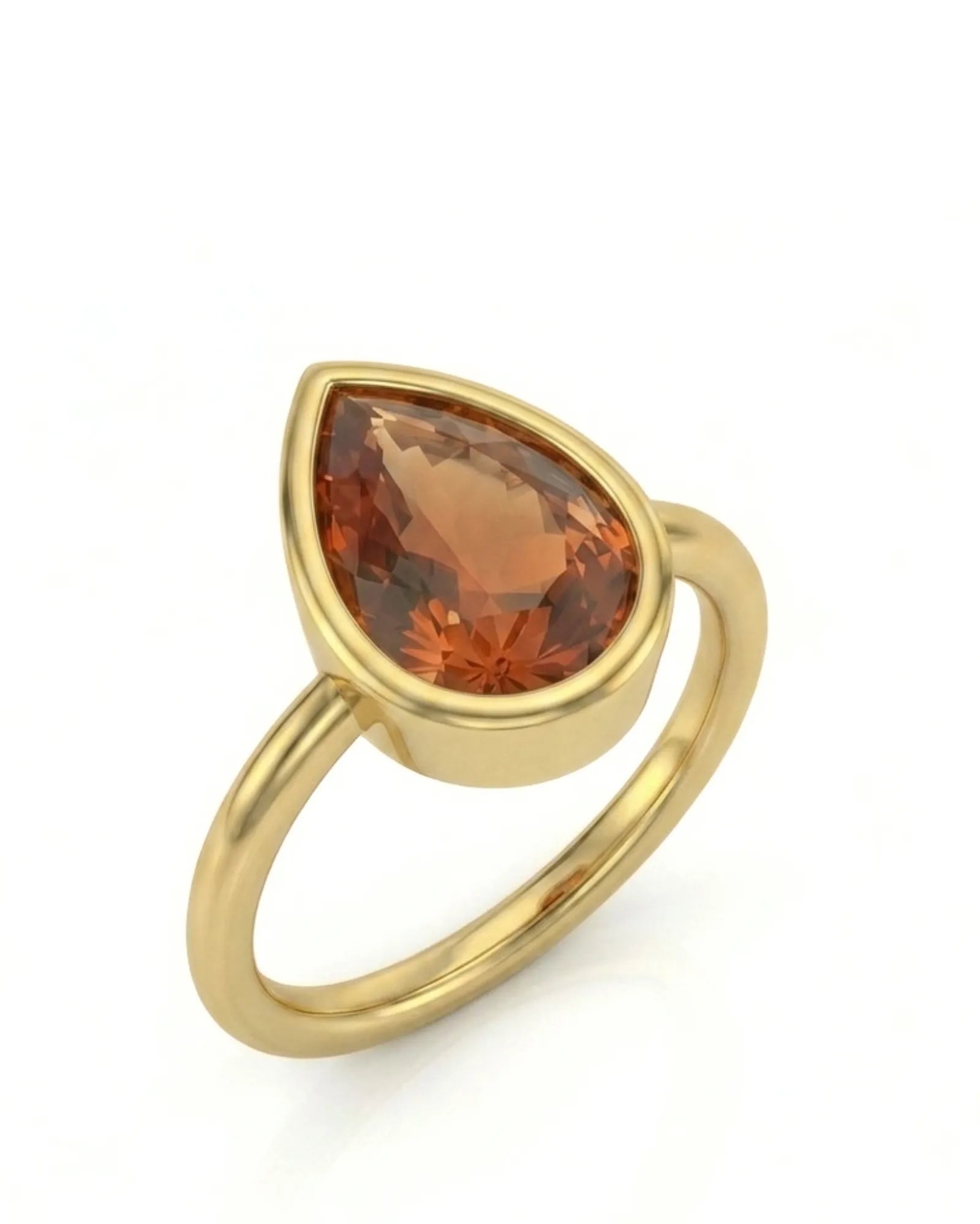 AUREX – Natural Imperial Topaz Bezel Setting - Pear Cut