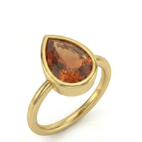 AUREX – Natural Imperial Topaz Bezel Setting - Pear Cut