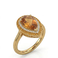 SOLARA CREST – Natural Imperial Topaz Double Halo Setting - Pear Cut