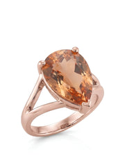 Pear cut Natural Imperial Topaz split shank setting in 18K rose gold | SARATTI