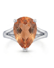 Pear cut Natural Imperial Topaz split shank setting in platinum | SARATTI