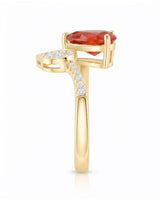 Pear cut natural ruby ring with diamonds in 18K Yellow Gold | SARATTI