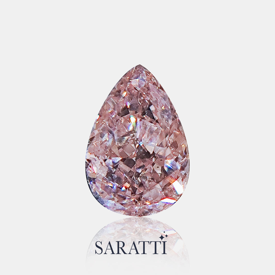 0.25ct Natural Fancy Light Orangy Pink Diamond Pear | GIA | SARATTI