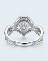 Pear moissanite wedding set with flowing layered bands for a distinctive platinum engagement | SARATTI