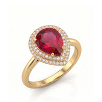Rosaria – Pear Halo Tourmaline Ring