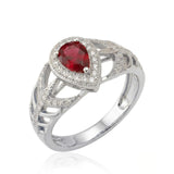 Passione Rosa Pear Shaped Ruby Ring with Diamonds