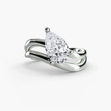Pear shape engagement ring setting with double wave band | SARATTI