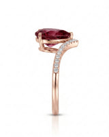 Pear tourmaline engagement ring with tiara-inspired diamond band in 18K rose gold | SARATTI