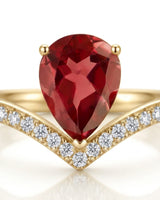 Pear tourmaline engagement ring with tiara-inspired diamond band in 18K yellow gold | SARATTI