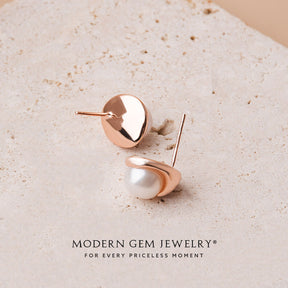 Feminine Rose Gold Stud Earrings | Modern Gem Jewelry