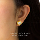 Model wears Rope Motif 18K Yellow Gold Pearl Earrings