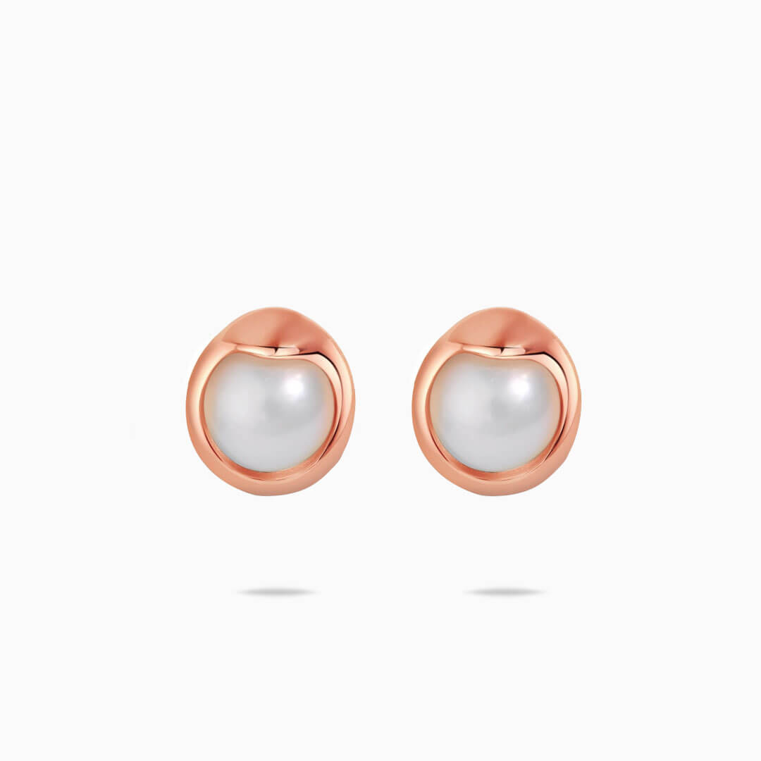 Akoya Pearls Stud Earrings in 18K Rose Gold | Modern Gem Jewelry