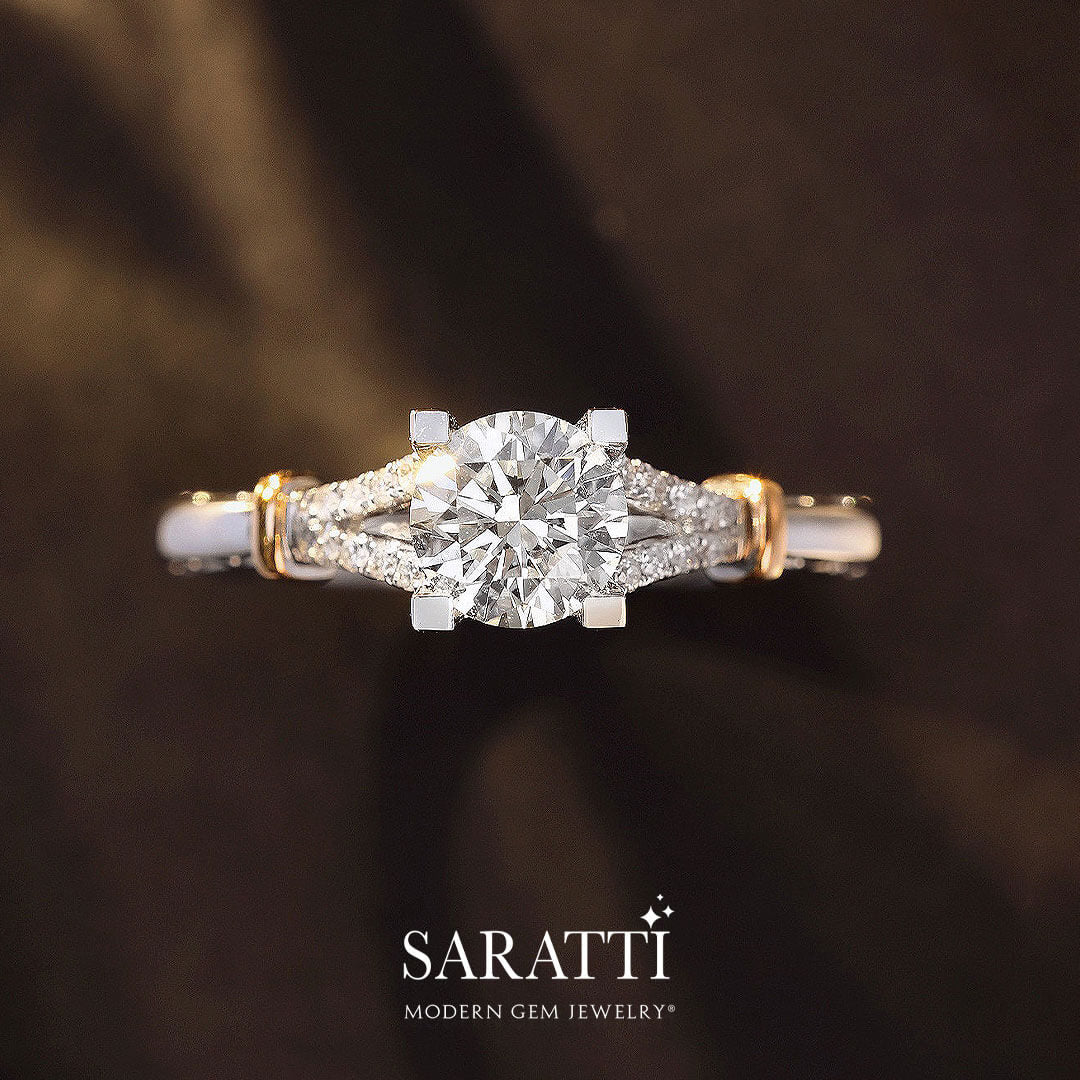 Split Shank Diamond Engagement Ring | Modern Gem Jewelry | Saratt