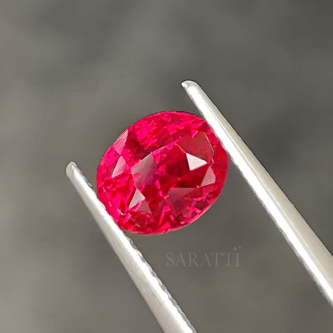 Unheated Pigeon Blood Red Natural Ruby Gemstone | Saratti Jewelry | GRS Certified Stone