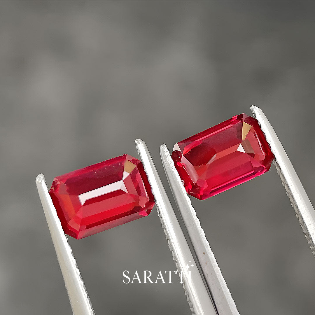 Vivid Red Matched Ruby Gemstones | Saratti