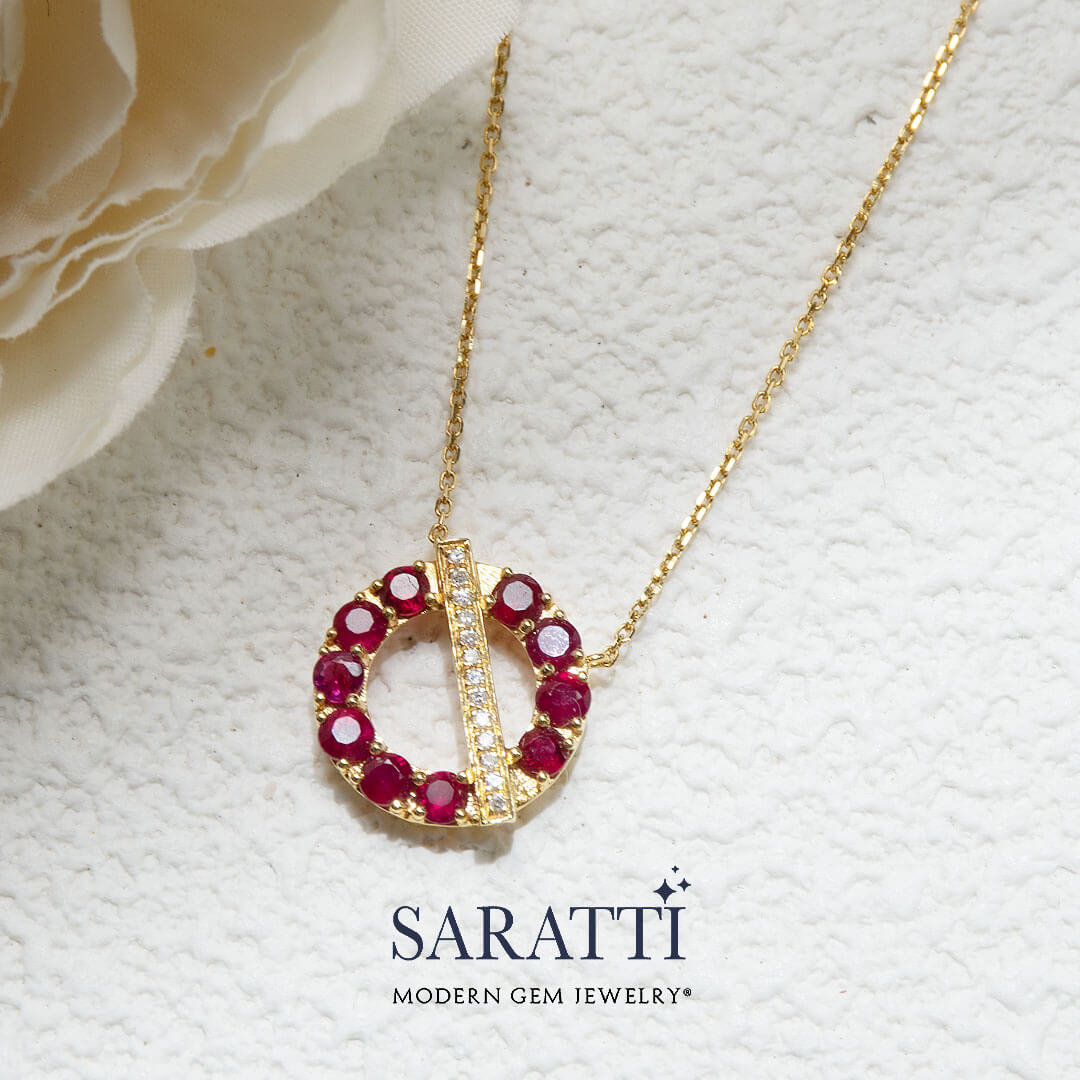 Natural Ruby and Diamonds Necklace For Women | Saratti Jewelry
