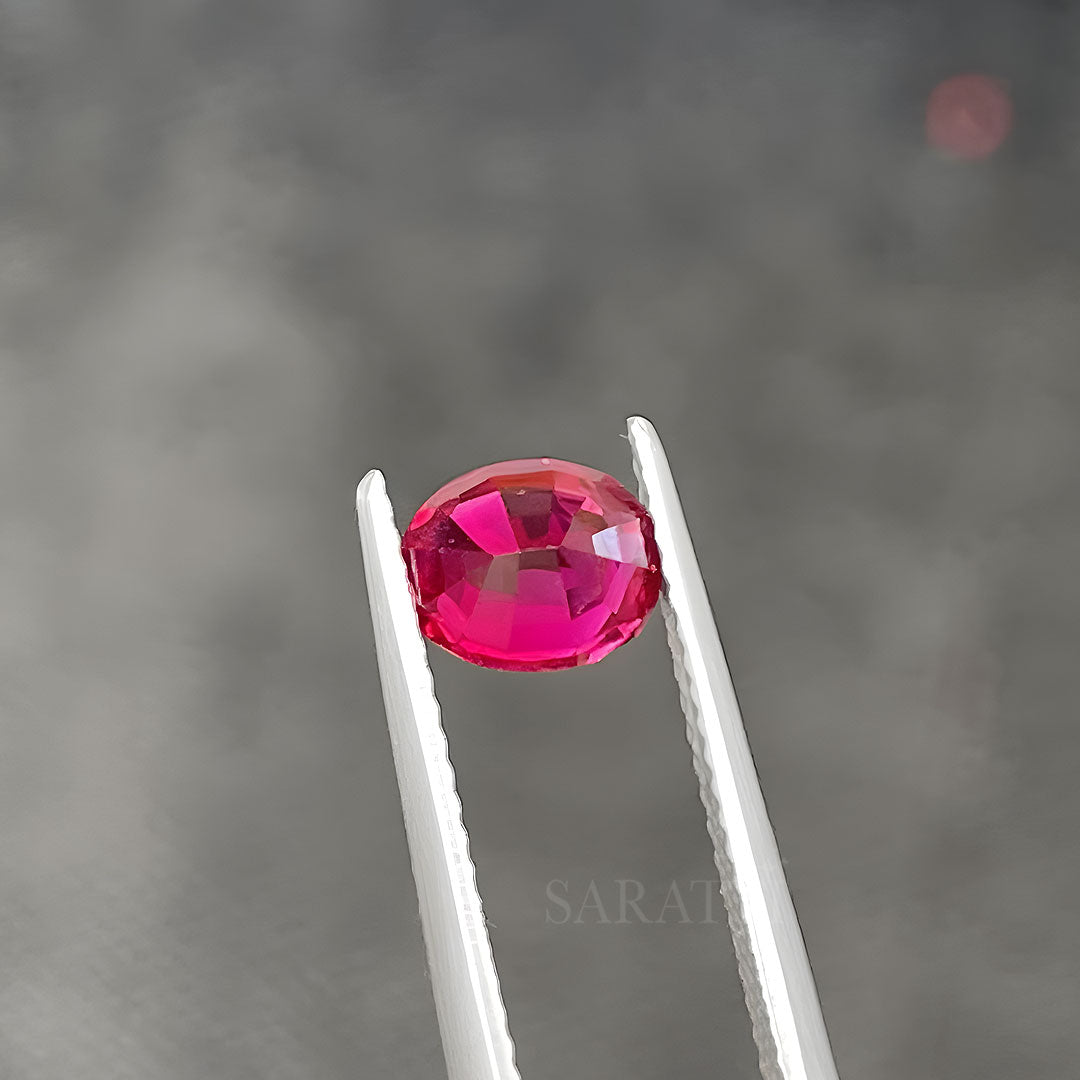 Real Natural Ruby Gemstone in Oval Shape with Vivid Red Color | Saratti Jewelry  | AIGS Certified