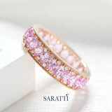 Pink Sapphire and Diamond Eternity Band in Yellow Gold 14K | Saratti Jewelry