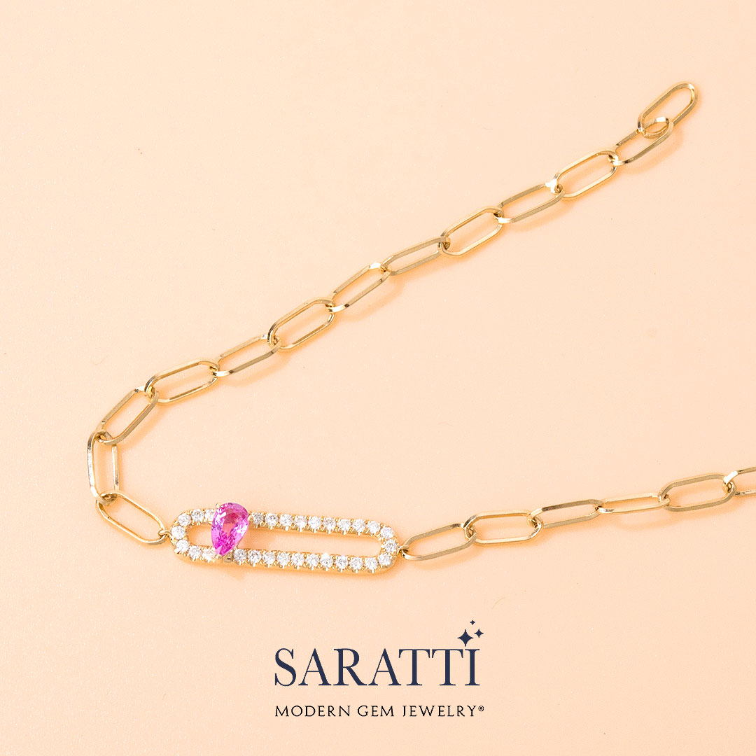 Pink Sapphire and Diamond Vintage-Inspired Bracelet