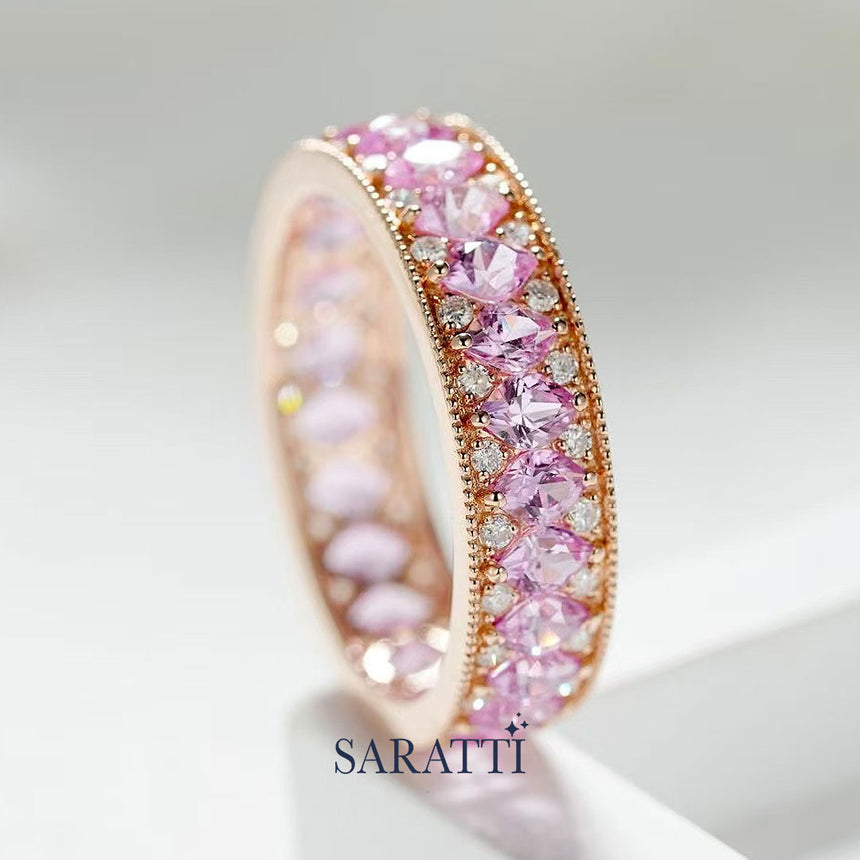 Genuine 14K White Gold Pink Sapphire Marquise | Saratti Jewelry