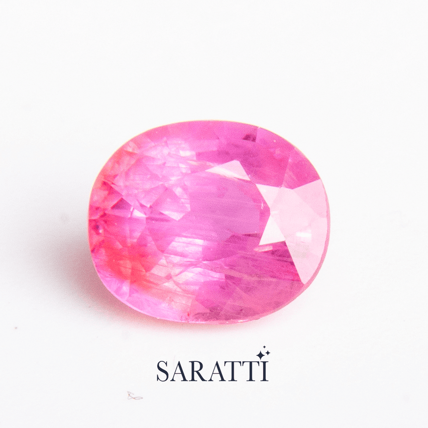 Pink Real Padparadscha Sapphire Gemstone in Oval Shape - 1.06 carats - SARATTI 