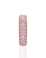 Pink sapphire and diamond gift band with feminine vintage detail in 14K rose gold | SARATTI