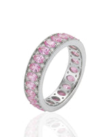 Pink sapphire band with marquise gemstones and round diamonds in 14K rose gold | SARATTI