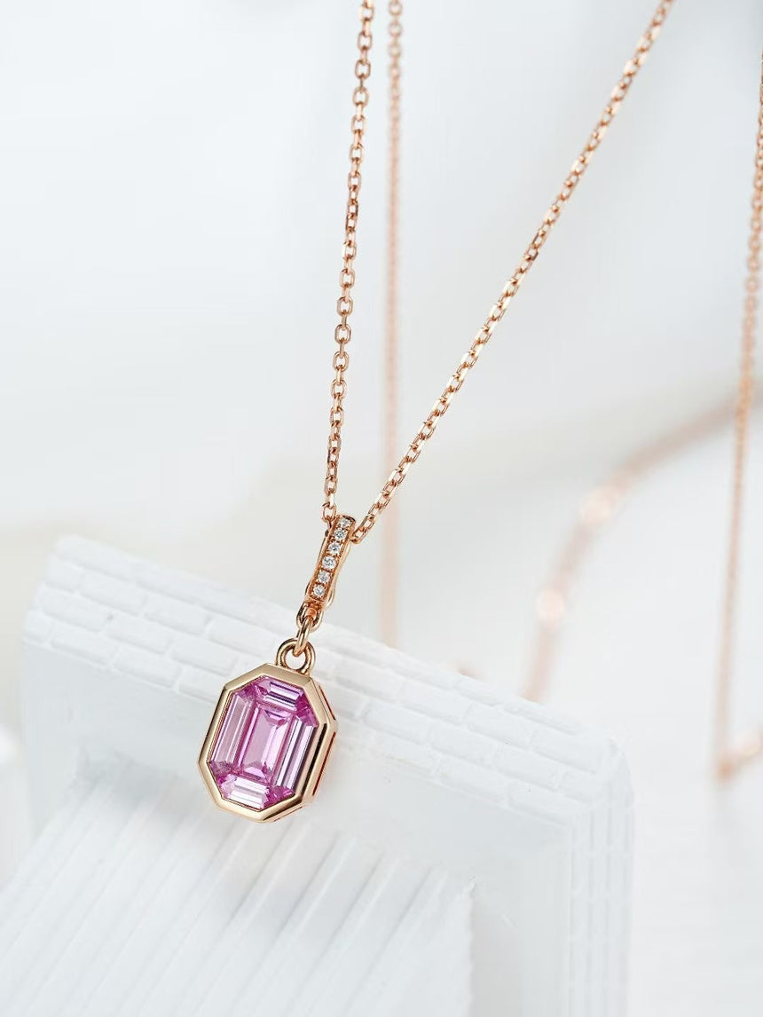 The Rose Prism - Pink Sapphire Pendant in Rose Gold