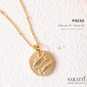 Pisces Gold Necklace in 18K Yellow Gold | Saratti