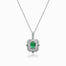 Platinum Vintage Inspired Natural Emerald and Diamond Midori Necklace | Saratti Jewelry