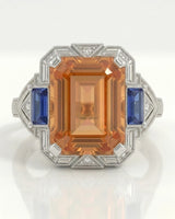 Platinum Build My Ring Imperial Topaz setting with blue sapphire accents | SARATTI