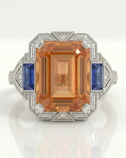 Platinum Build My Ring Imperial Topaz setting with blue sapphire accents | SARATTI