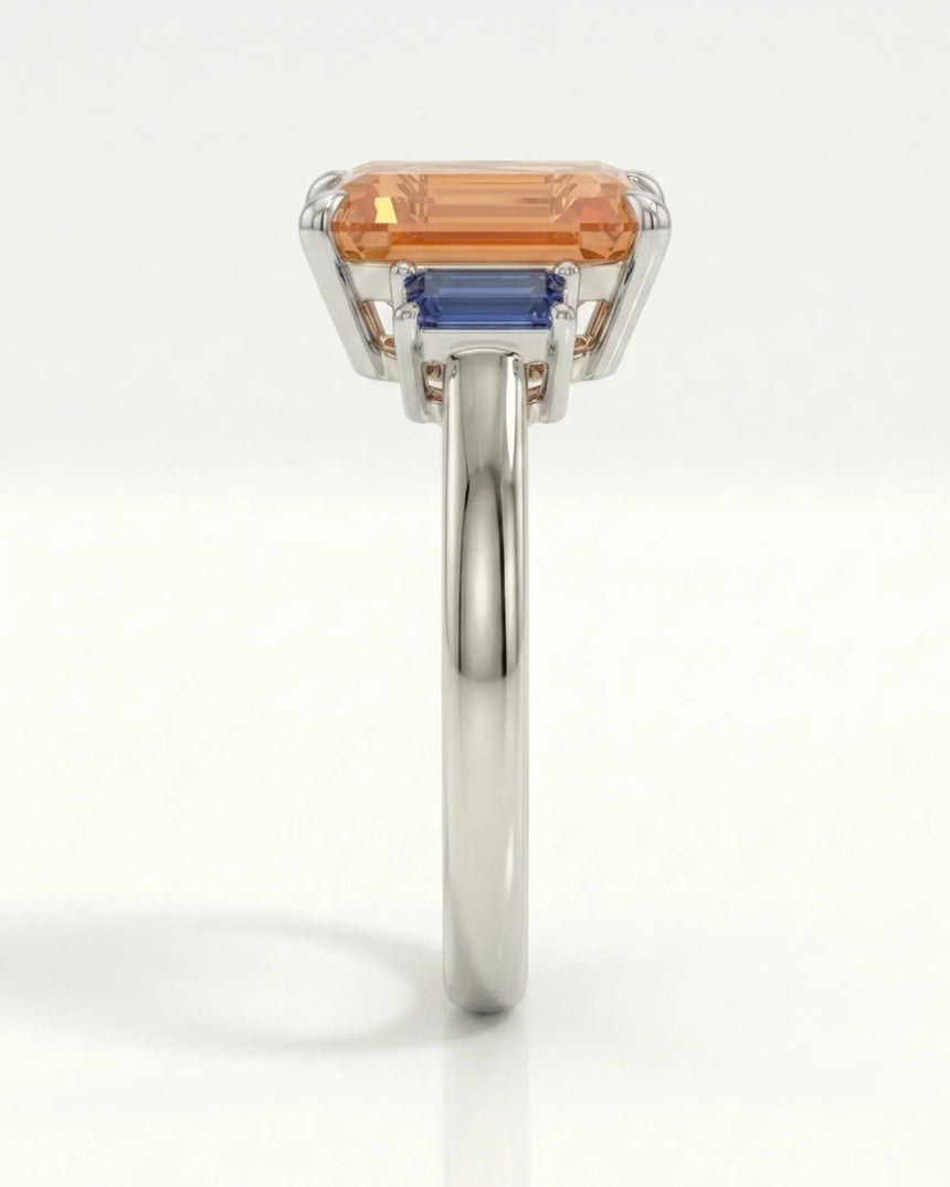 Platinum Build My Ring Imperial Topaz setting with blue sapphire sides | SARATTI