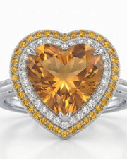 Platinum Build My Ring Imperial Topaz setting with diamond and orange sapphire halo | SARATTI