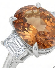 Platinum Build My Ring Imperial Topaz setting with emerald-cut diamond sides | SARATTI