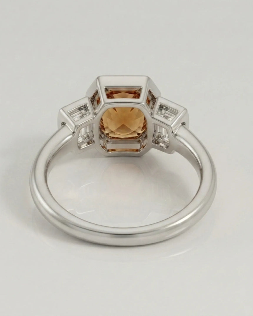 Platinum Build My Ring Imperial Topaz setting with oval-cut diamond sides | SARATTI