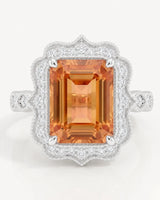 Platinum Build My Ring Imperial Topaz setting with scalloped diamond halo | SARATTI