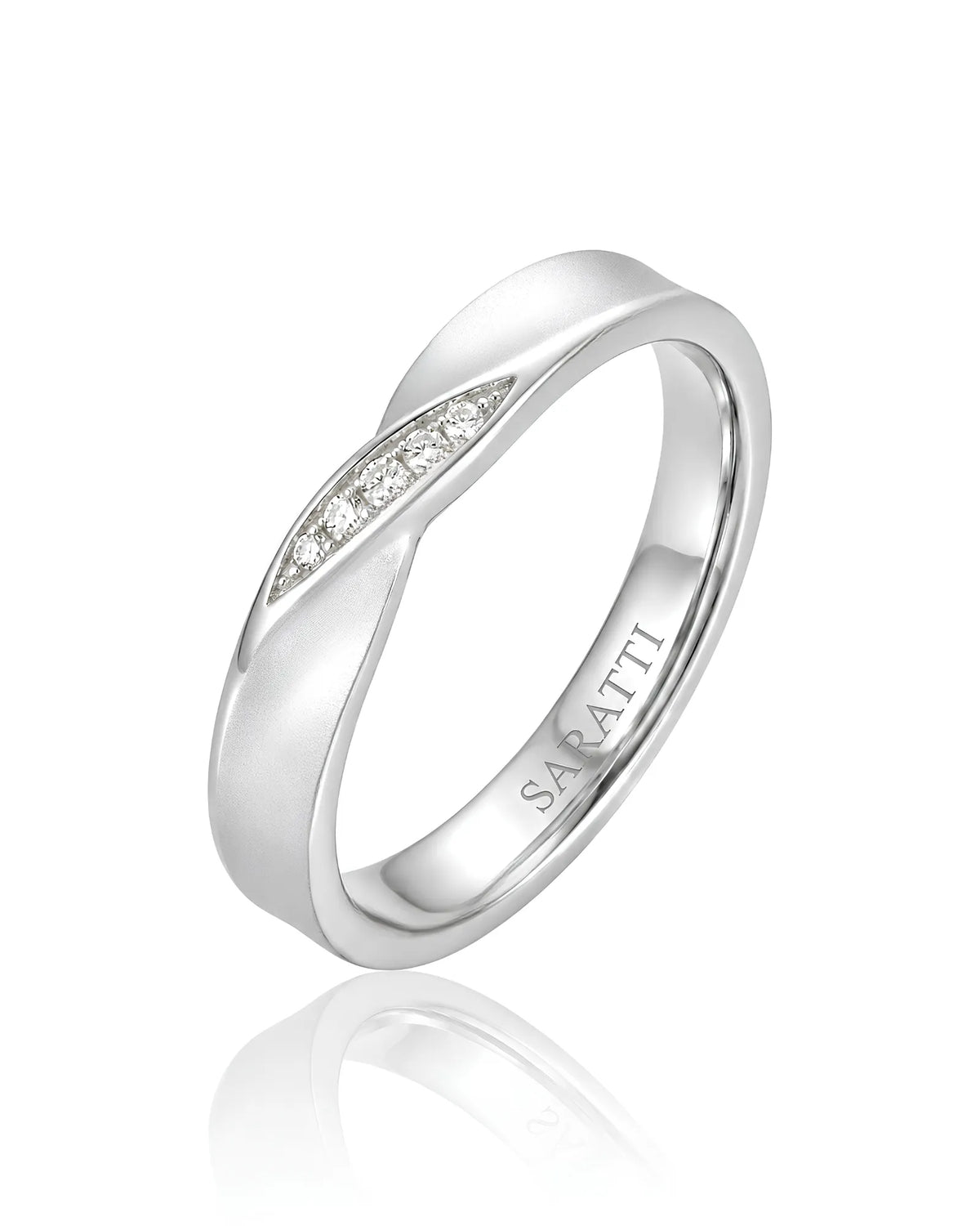 Platinum couple wedding rings featuring a continuous Mobius loop symbolising eternal connection - SARATTI