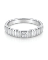 Platinum couple wedding rings featuring diamond accents and a refined matching band design | SARATTI