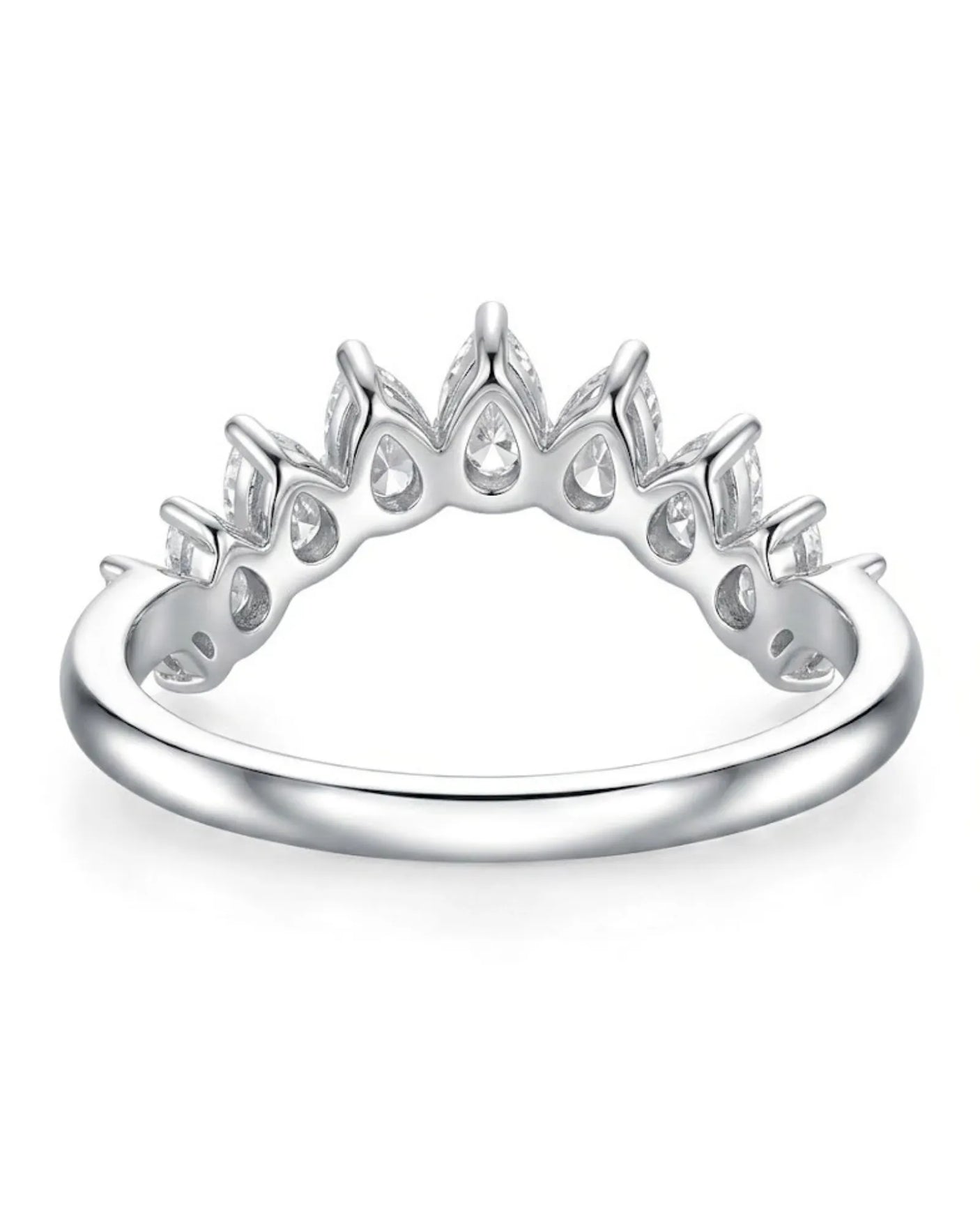 Platinum curved diamond wedding band designed for engagement ring pairing, weddings, anniversaries and bridal stacking | SARATTI