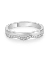 Platinum diamond wedding set featuring refined half eternity detailing and sophisticated matching band styling | SARATTI