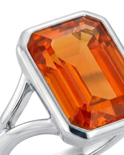 Platinum emerald cut Topaz setting with open side gallery - SARATTI