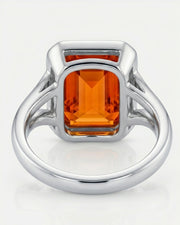 Platinum emerald cut Topaz setting with open side gallery | SARATTI