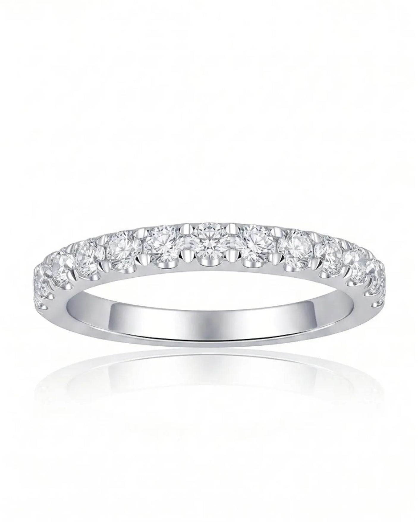 Platinum infinity diamond wedding band for engagement ring pairing, anniversaries, or symbolic everyday wear | SARATTI