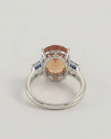 Platinum oval Topaz three-stone setting-only design with open gallery | SARATTI